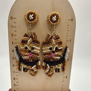 Yorkshire Terrier Yorkie Dog Seed Bead Handmade Dangle Boutique Earrings Beaded